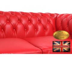 Chesterfield sofa 2 os czerwona skorzana