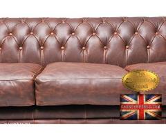 Chesterfield sofa 5 os vintage braz skora
