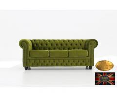 Chesterfield sofa 2 os zielen z zamszu Fluweel